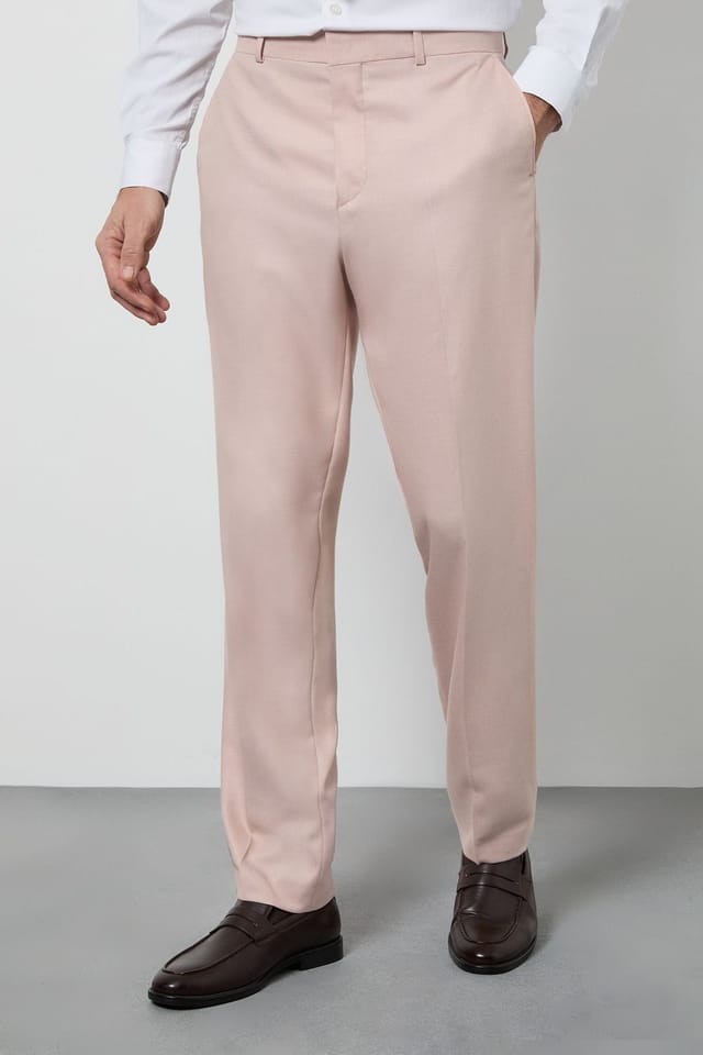 Burton Burton Men's Light Pink Slim Fit Suit Trousers - 2