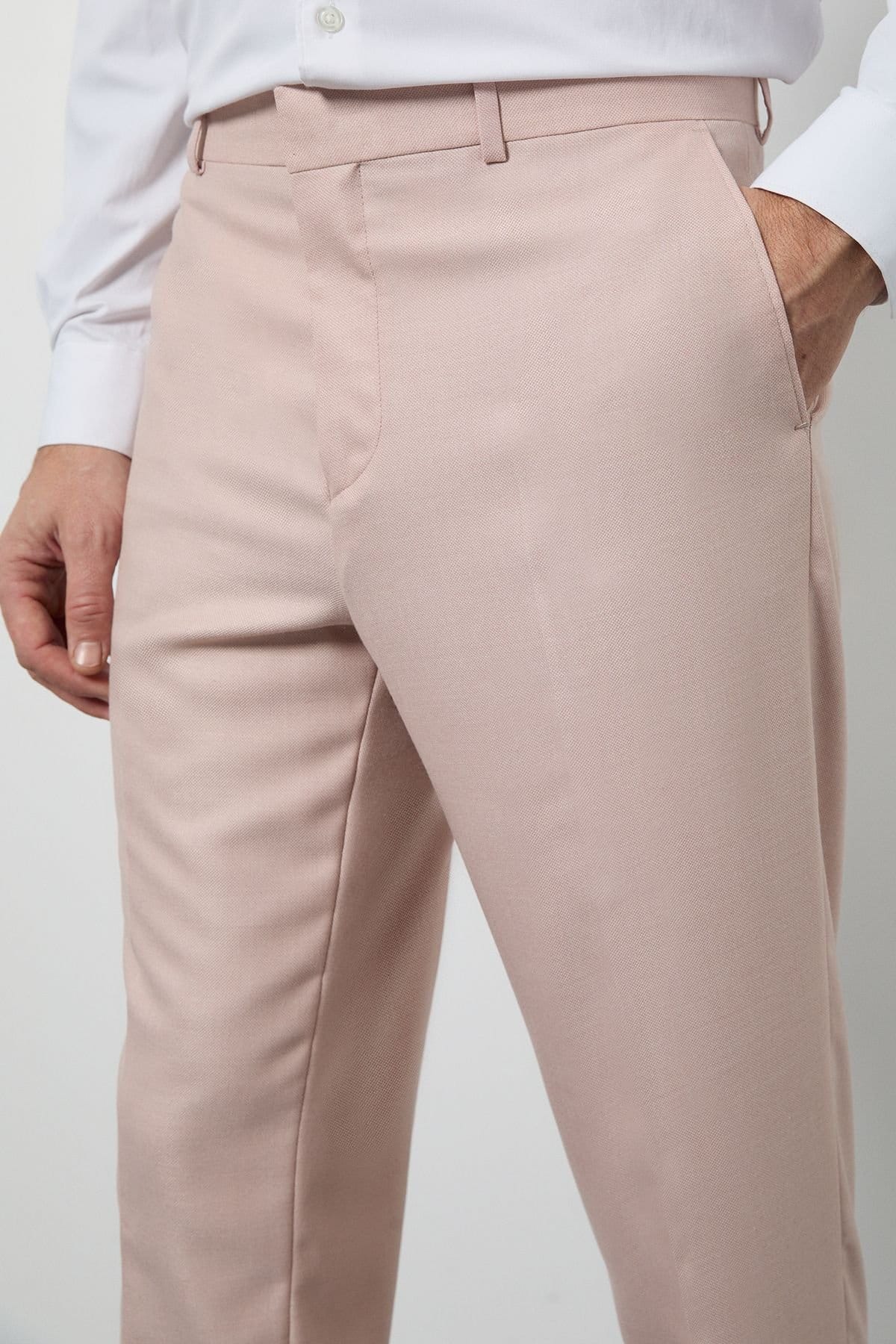 Burton Burton Men's Light Pink Slim Fit Suit Trousers - 4