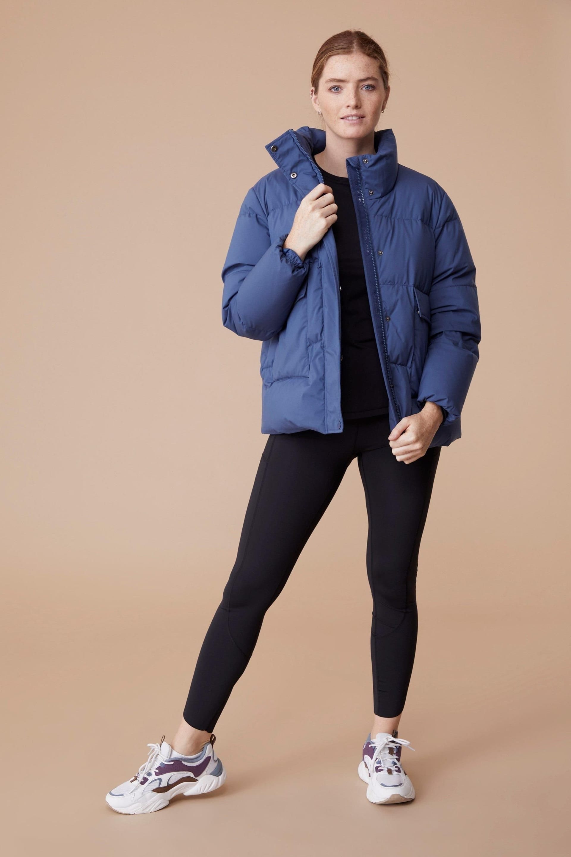 Active People Women's Blue High Neck Padded Winter Jacket