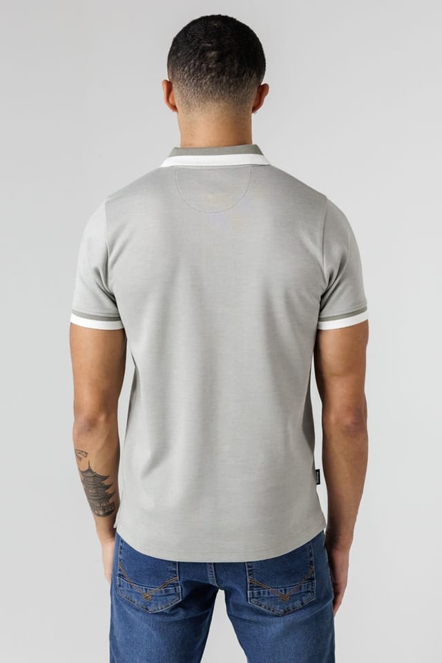 Firetrap Firetrap Men's Regular Fit Cotton Rich Jacquard Polo in Khaki - 2