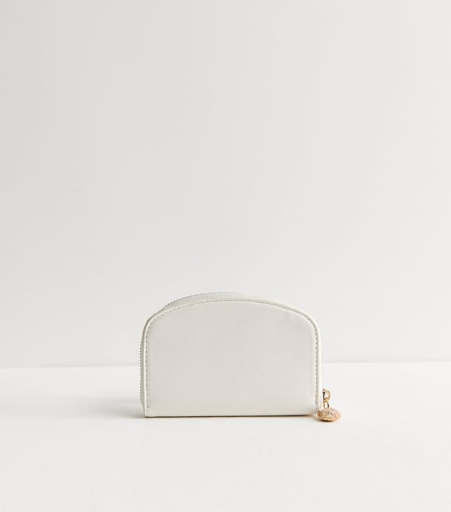New Look White Faux Leather Shell Zip Logo Purse New Look - 3