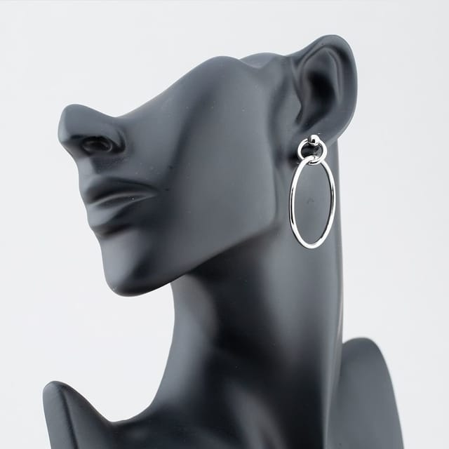 T.H.Baker T.H.Baker Women's Silver Large Double Circle Stud Hoop Earrings SEC0120C - 3