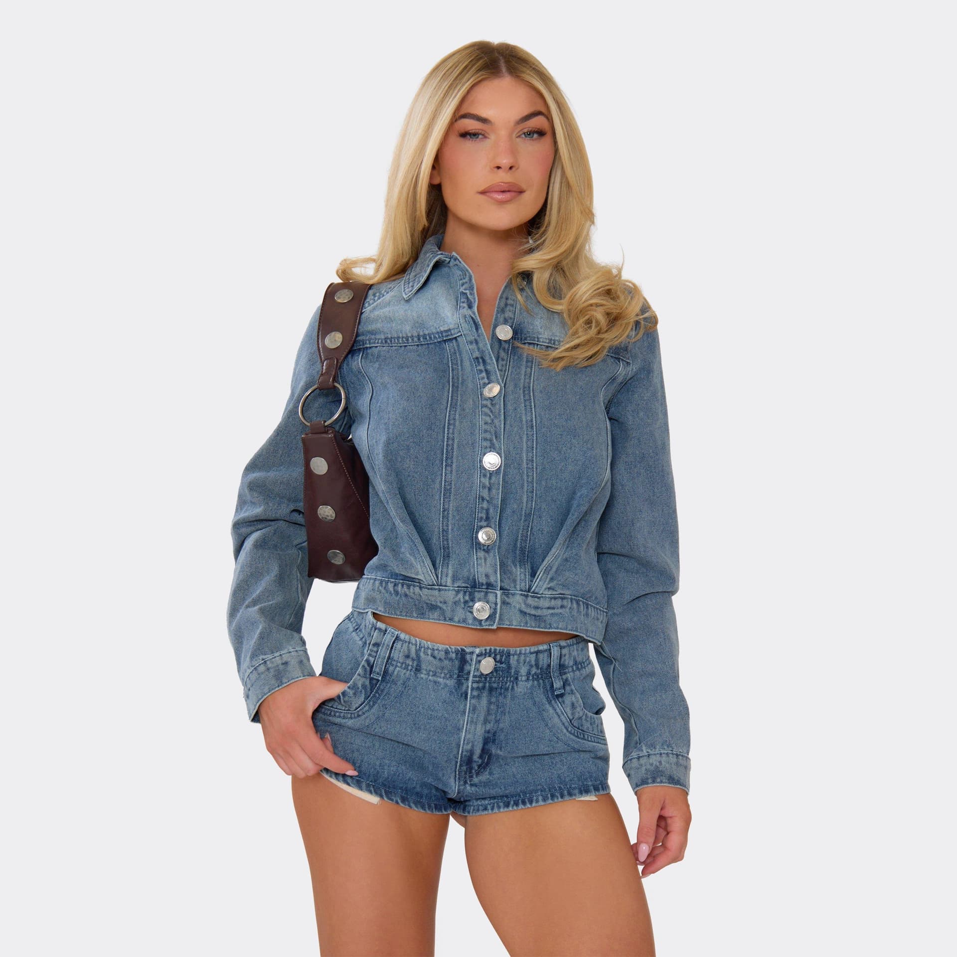 EGO EGO Blue Wash Denim Jacket With Seam Detail