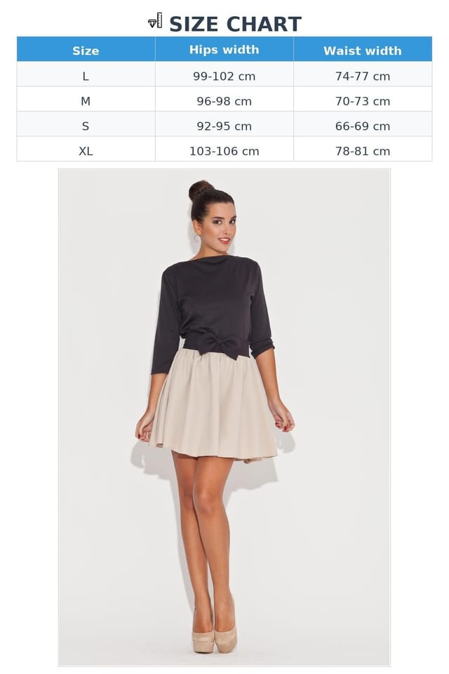 Love Lace Love Lace Women's Charming Bow Front Flared Mini Skirt Belt in Beige - 2