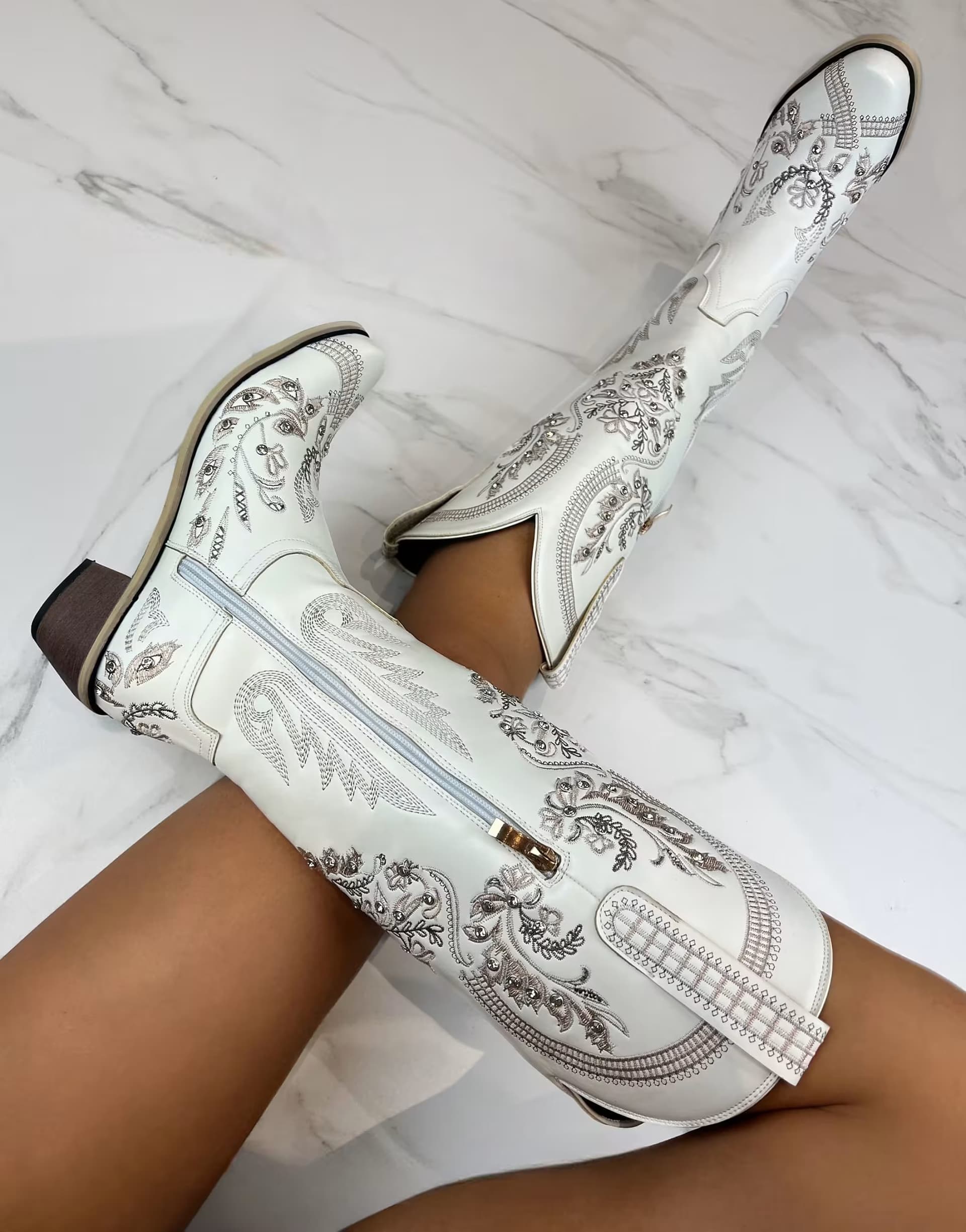 ASOS DIA Studios Cowboy western boots in white 