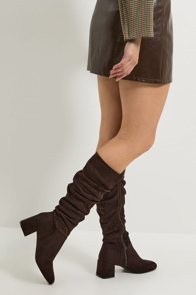 Dorothy Perkins Dorothy Perkins Women's Kaya Ruched Knee High Boots in Brown - 3