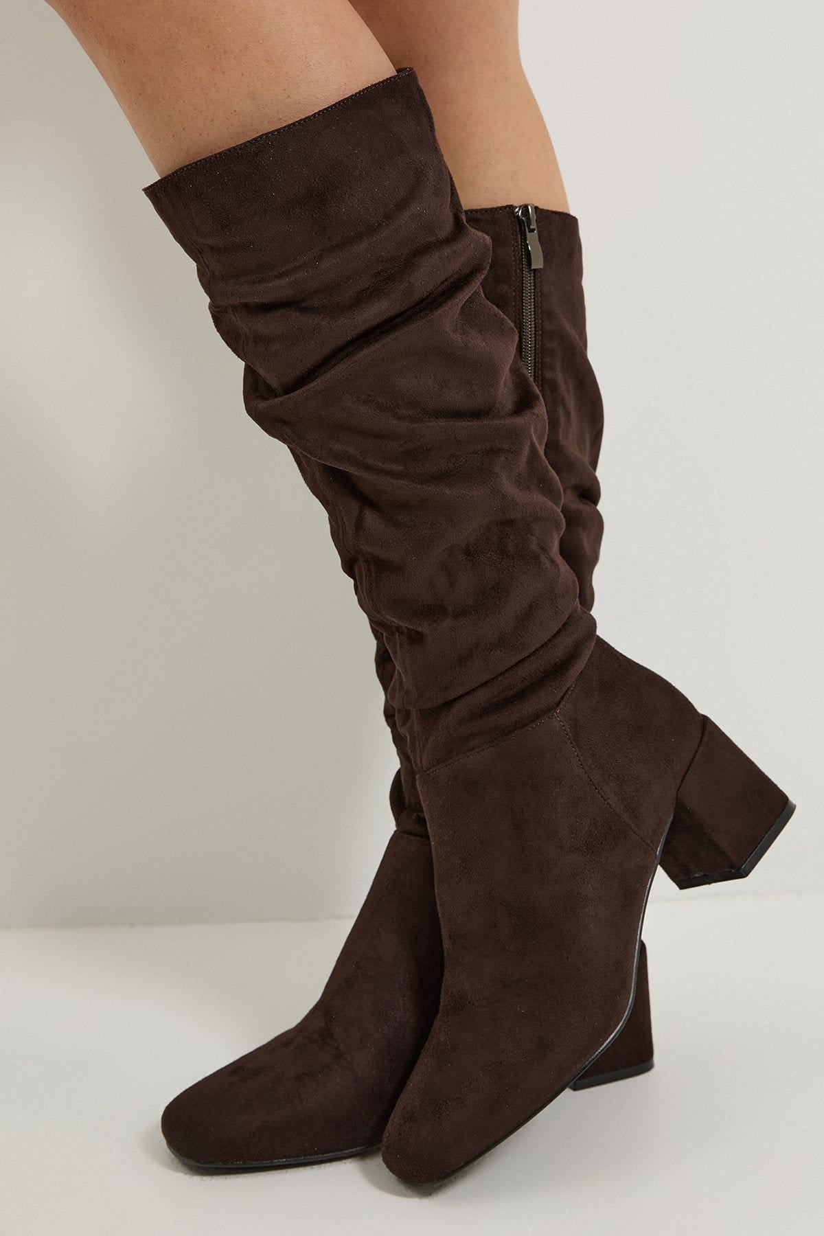 Dorothy Perkins Dorothy Perkins Women's Kaya Ruched Knee High Boots in Brown - 4