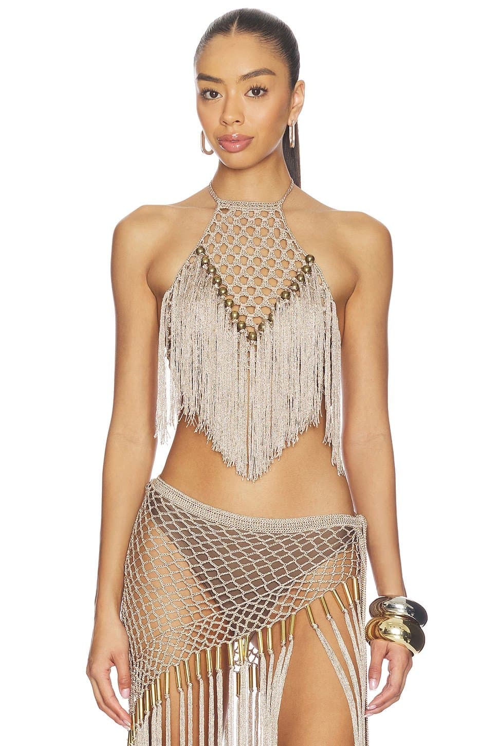 revolve Revolve Crocheted Halter Top in Bronze