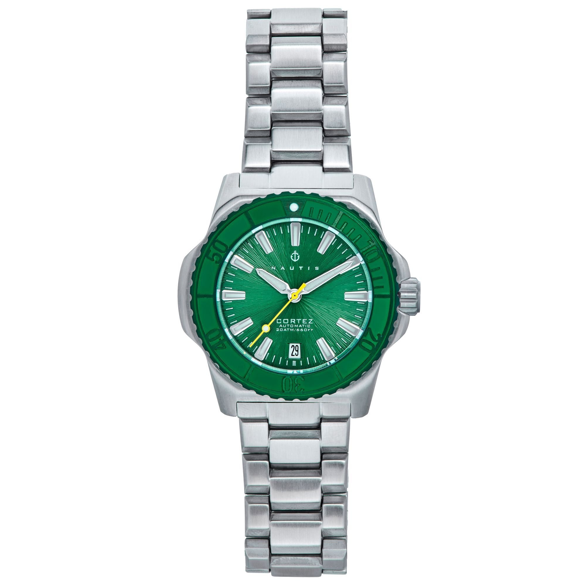 Nautis Nautis Men's Cortez Automatic Bracelet Watch w/Date - Green - 1
