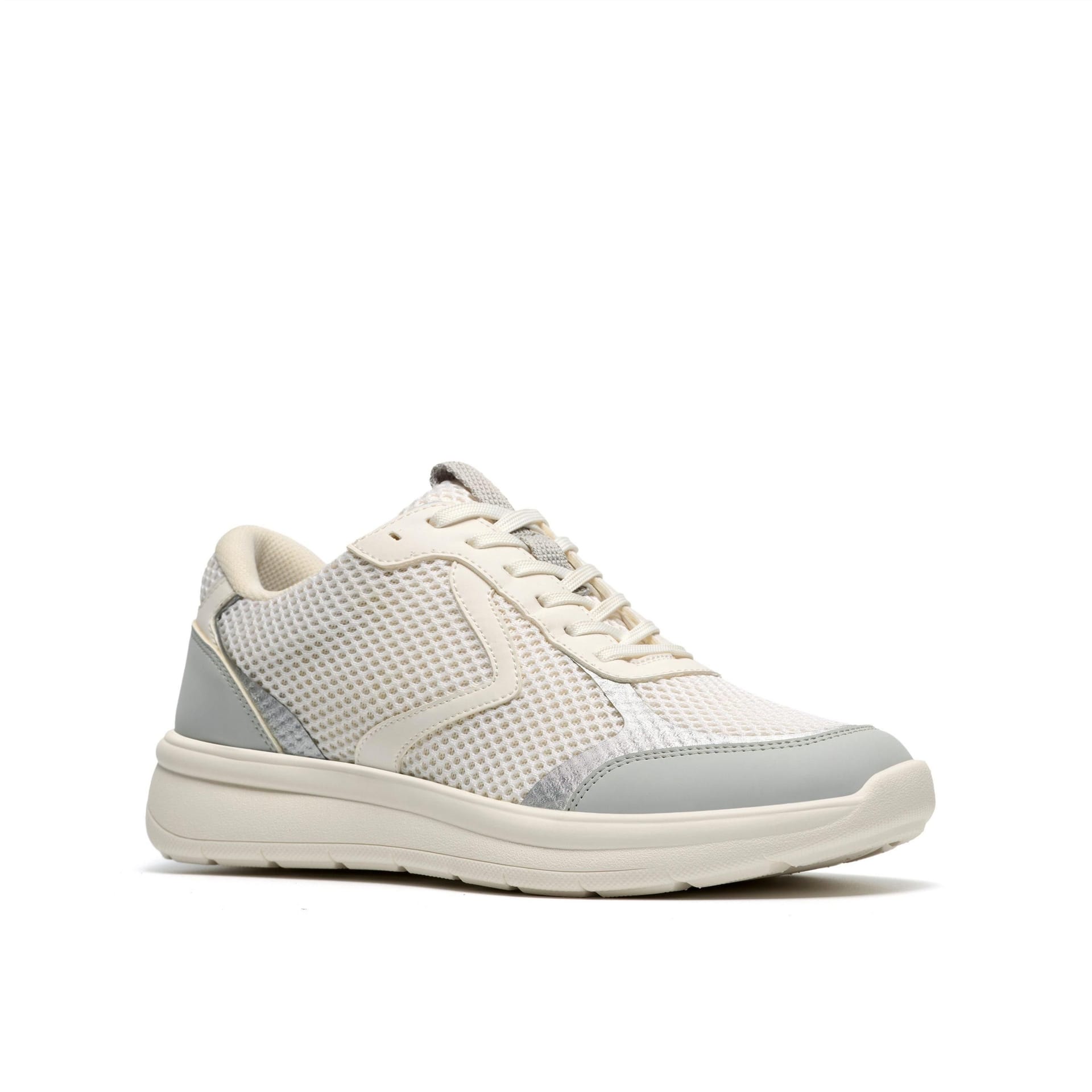 Clarks Clarks Women's Ezrinn Tie White/Grey Trainers in White - 4