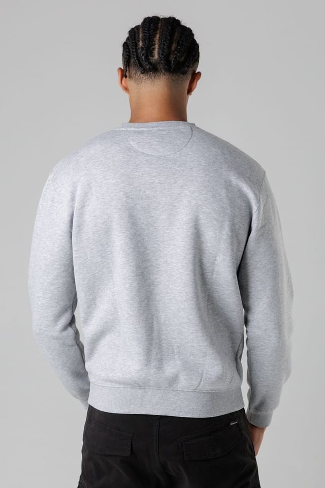 Firetrap Firetrap Men's Regular Fit Cotton Rich Crew Neck Sweatshirt with Chest Pocket in Light Grey - 2
