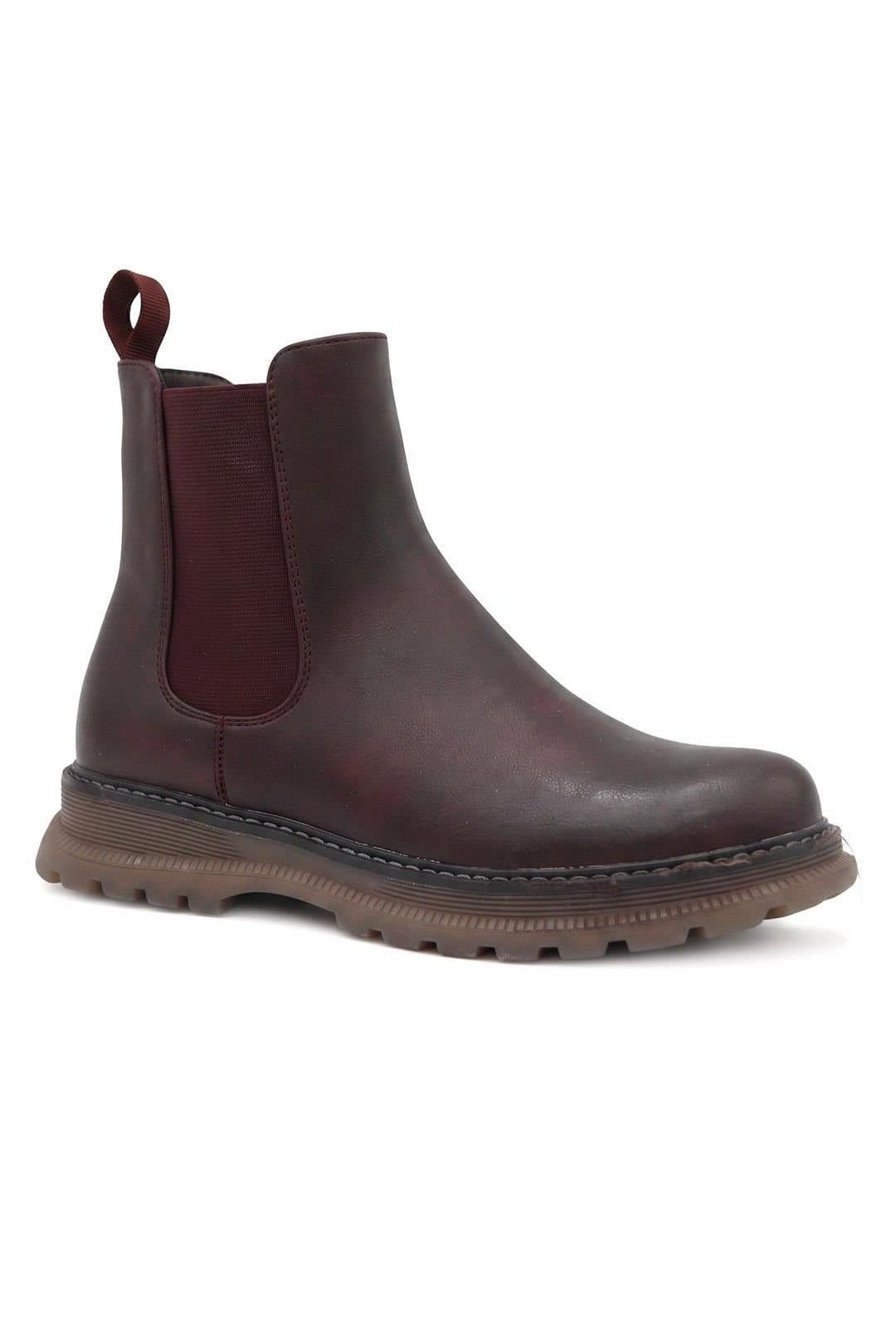 Pavers Pavers Women's Slip On Chelsea Boots W/ Side Zip in Burgundy