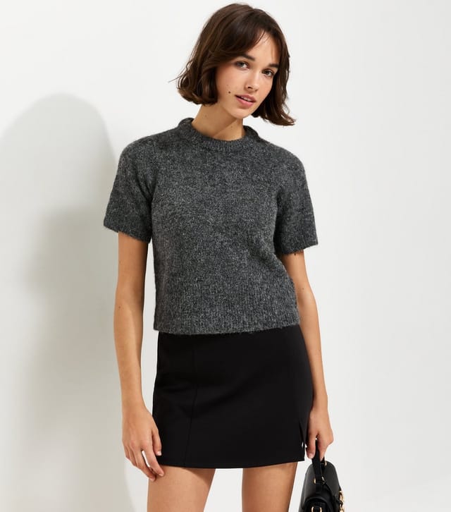 New Look Women's Dark Grey Brushed Knit T-Shirt New Look - 2