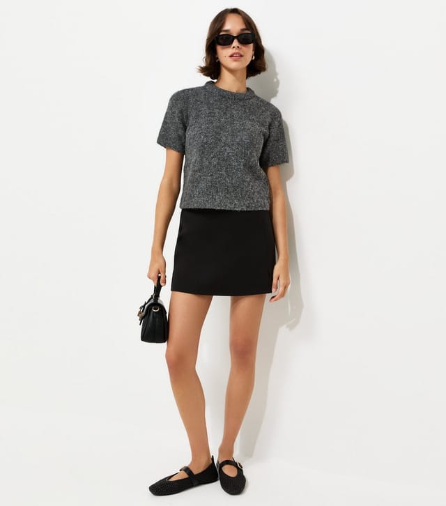New Look Women's Dark Grey Brushed Knit T-Shirt New Look - 3