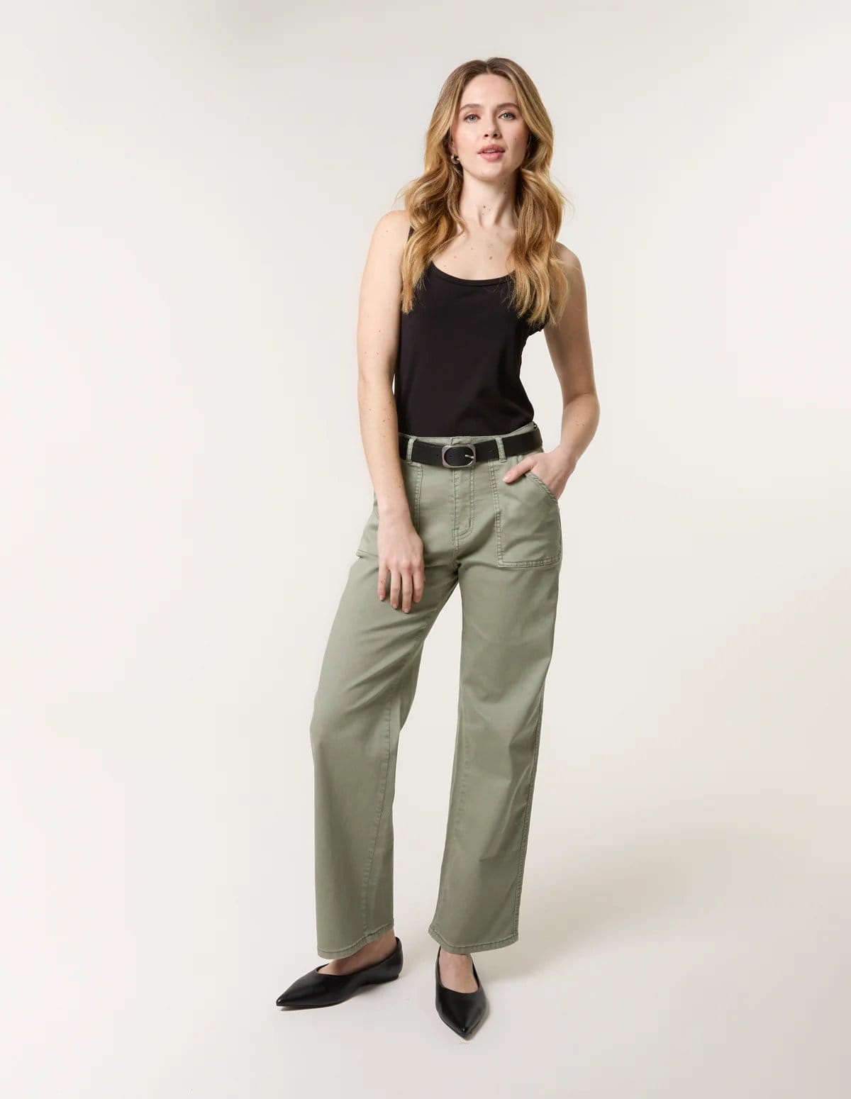 Blue Vanilla Khaki Wide Leg Pocket Jeans