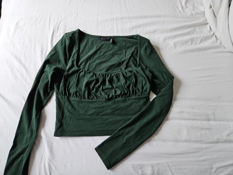 ASOS Design Ruched long sleeve crop top