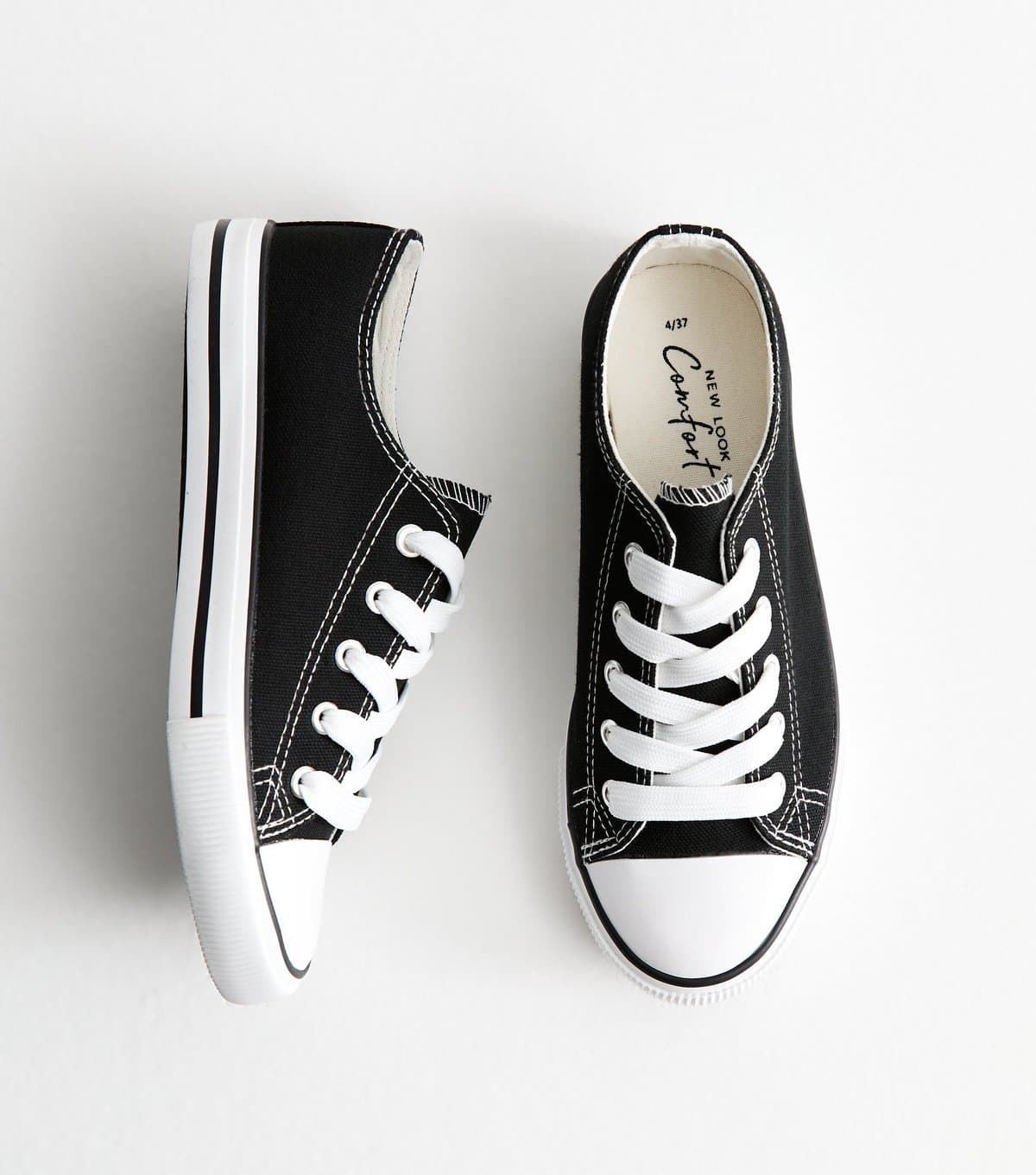 New Look New Look Black Canvas Lace-Up Trainers
