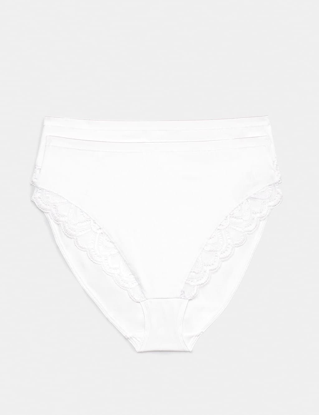 Marks & Spencer M&S 2 Pack Amelia Lace Cotton Rich Shaping Knickers White