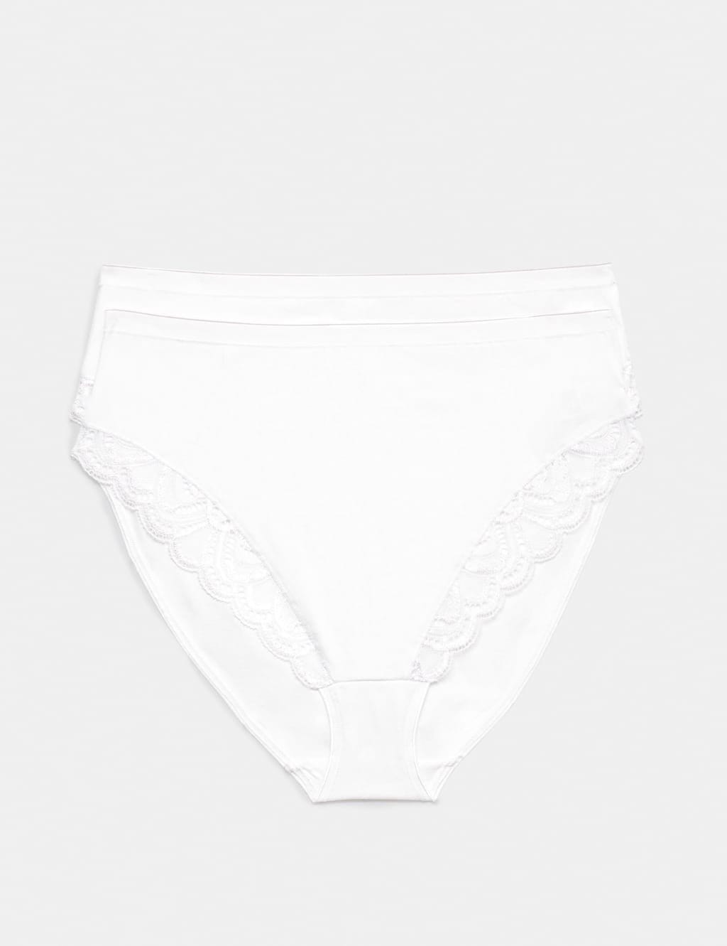 Marks & Spencer M&S 2 Pack Amelia Lace Cotton Rich Shaping Knickers White - 1