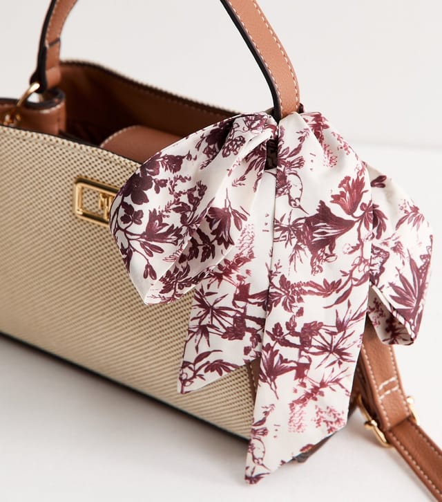 New Look Brown Canvas Scarf Top Handle Crossbody Bag New Look - 3