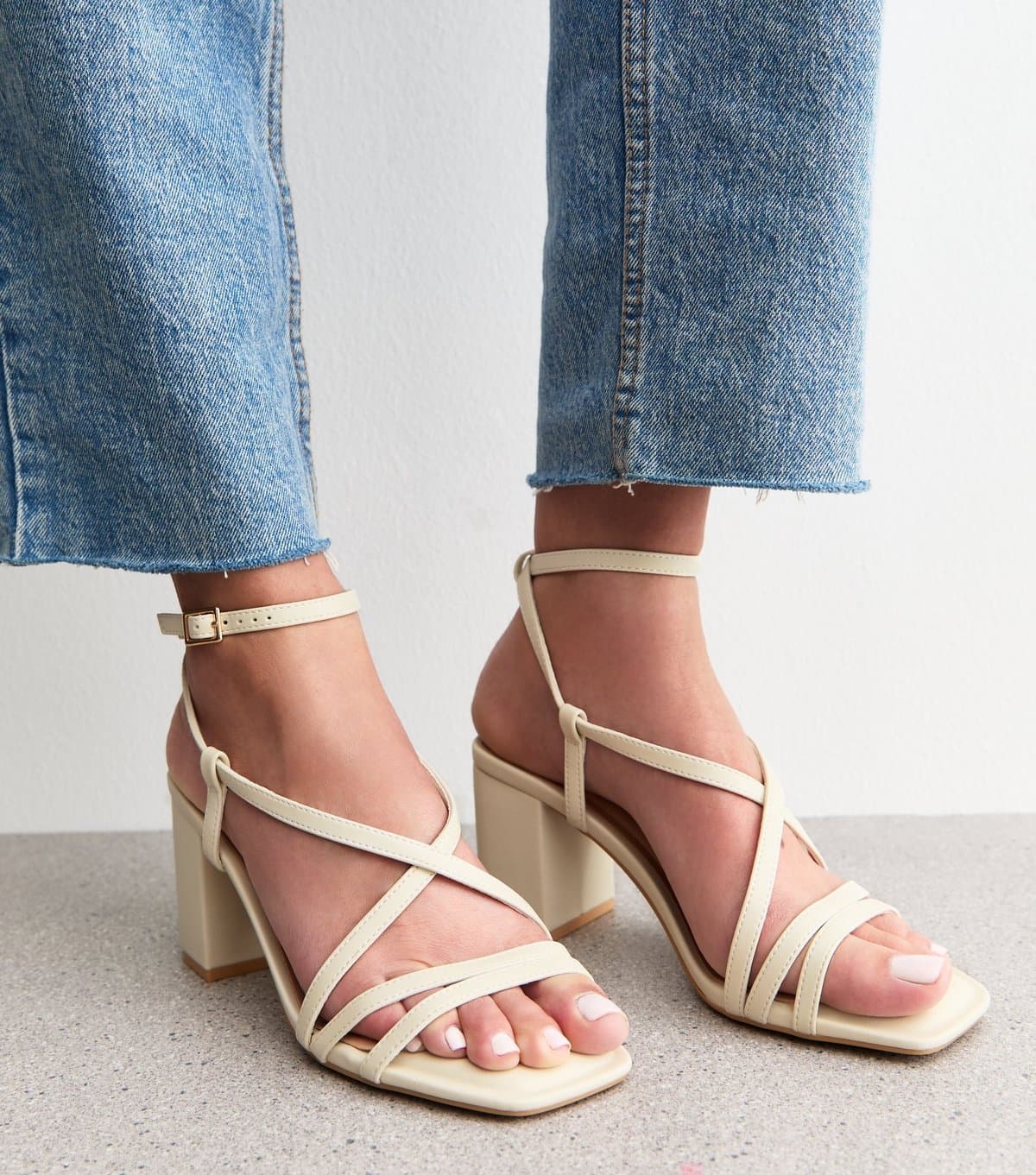New Look New Look Off White Faux Leather Block Heel Sandals