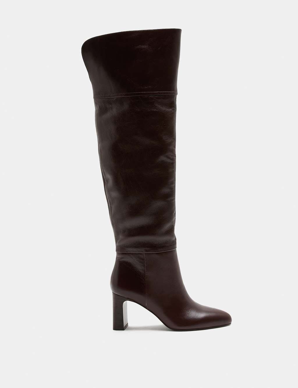 Marks & Spencer M&S Leather Block Heel Over the Knee Boots Brown