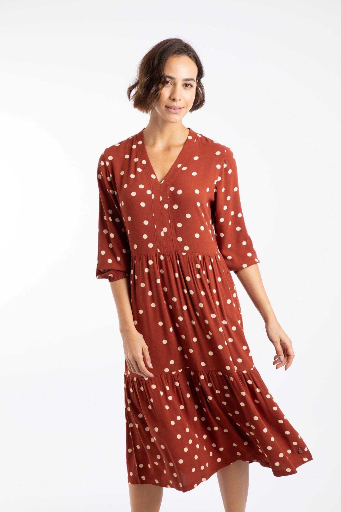 Weird Fish Weird Fish Women's Gardot Viscose Printed Midaxi Dress in Brown