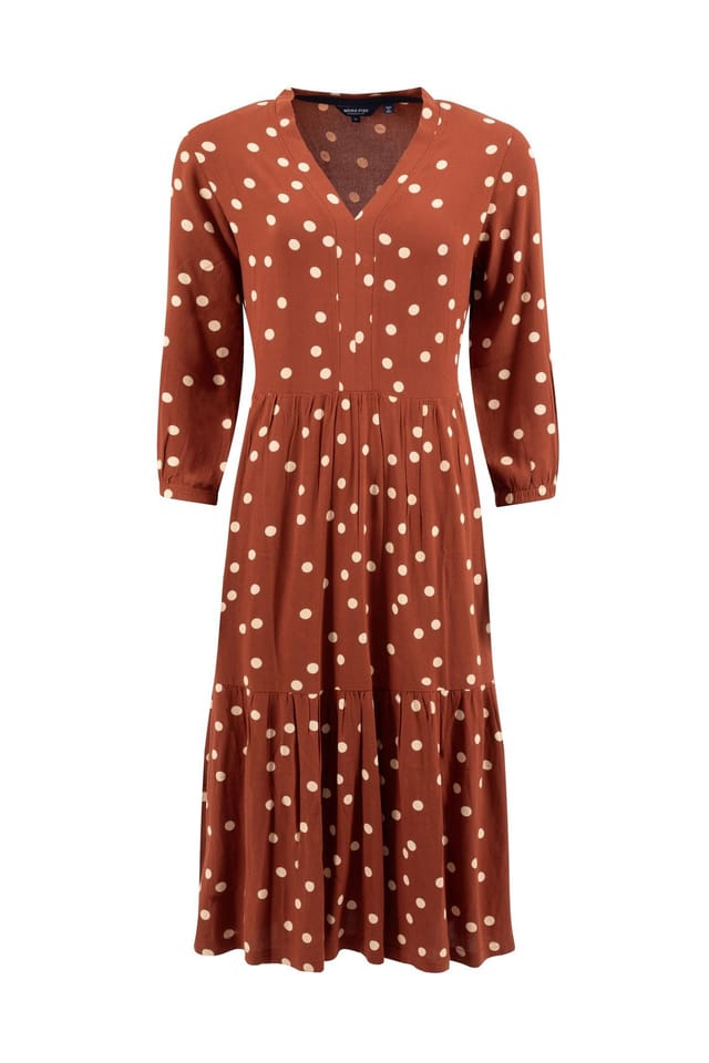 Weird Fish Weird Fish Women's Gardot Viscose Printed Midaxi Dress in Brown - 2
