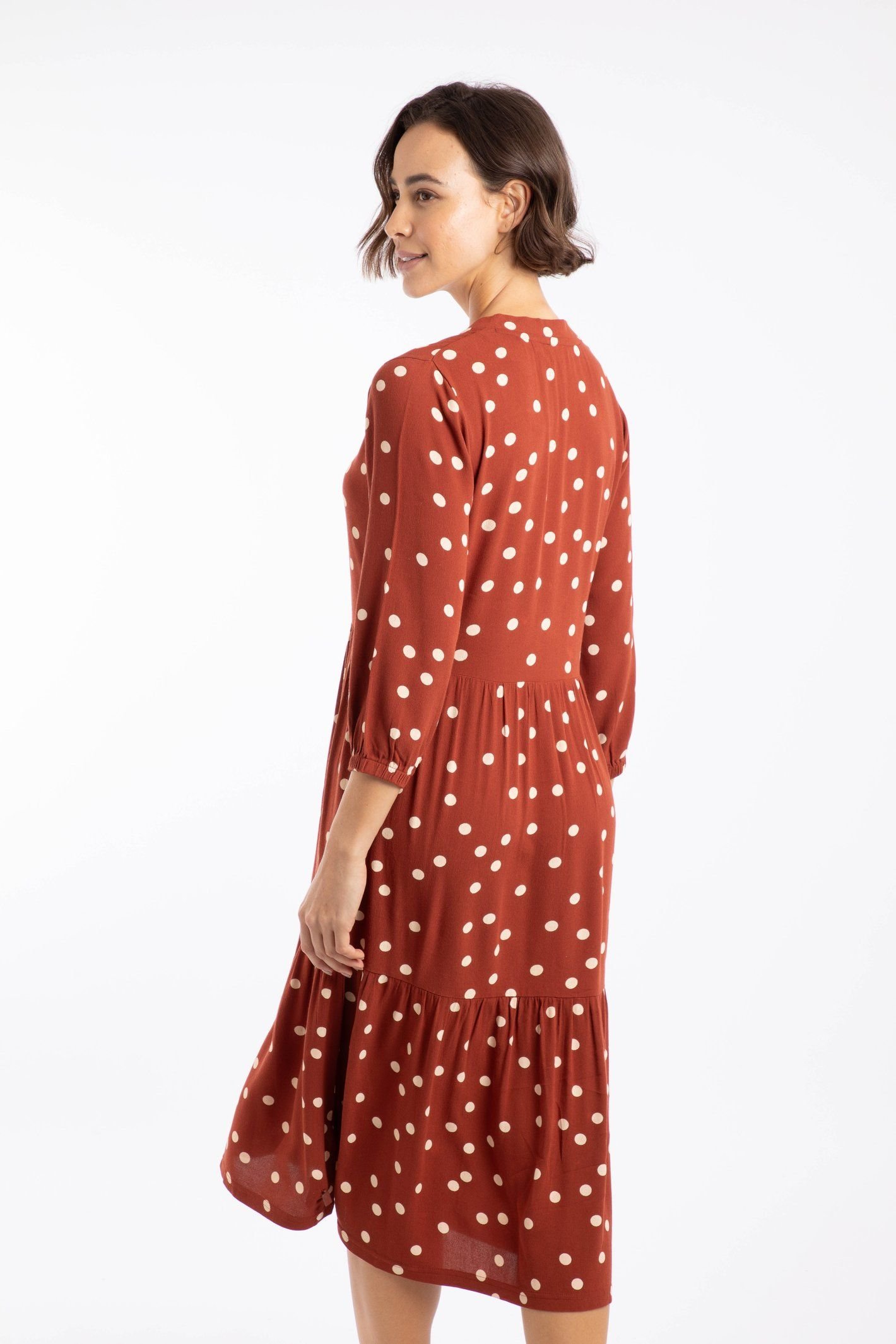 Weird Fish Weird Fish Women's Gardot Viscose Printed Midaxi Dress in Brown - 3