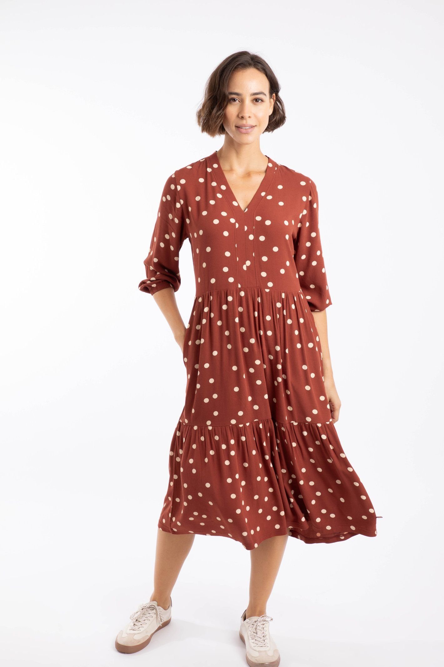 Weird Fish Weird Fish Women's Gardot Viscose Printed Midaxi Dress in Brown - 4