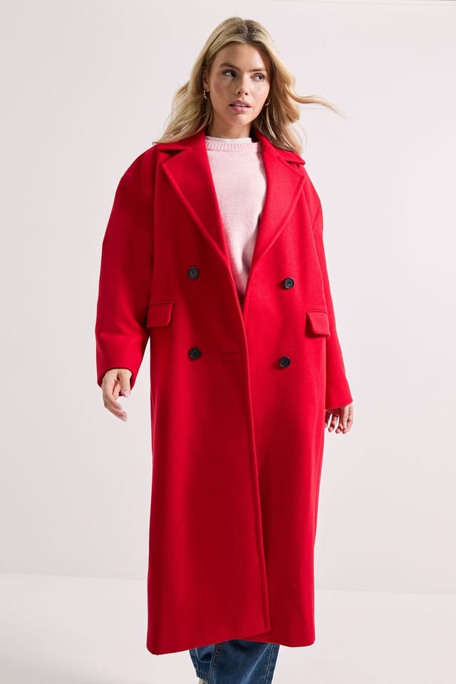 Dorothy Perkins Dorothy Perkins Women's Relaxed Buttoned Midi Coat in Red - 2