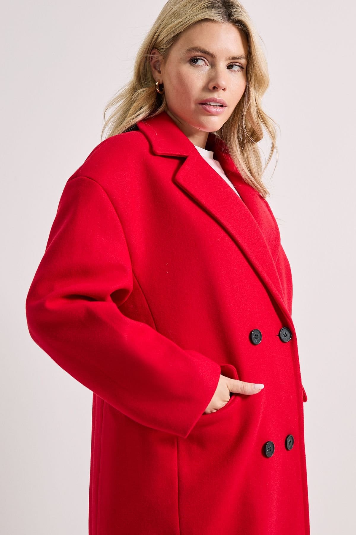 Dorothy Perkins Dorothy Perkins Women's Relaxed Buttoned Midi Coat in Red - 4