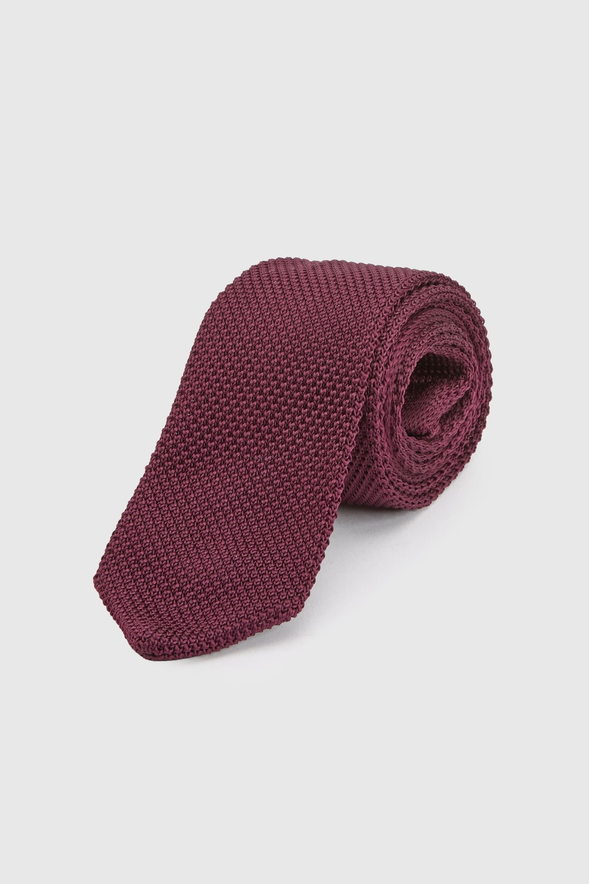 Burton Burton Men's Burgundy Slim Knit Tie