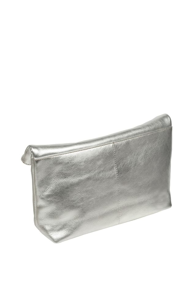 Pure Luxuries London Pure Luxuries London Women's 'Sabella' Leather Clutch Bag in Silver - 2