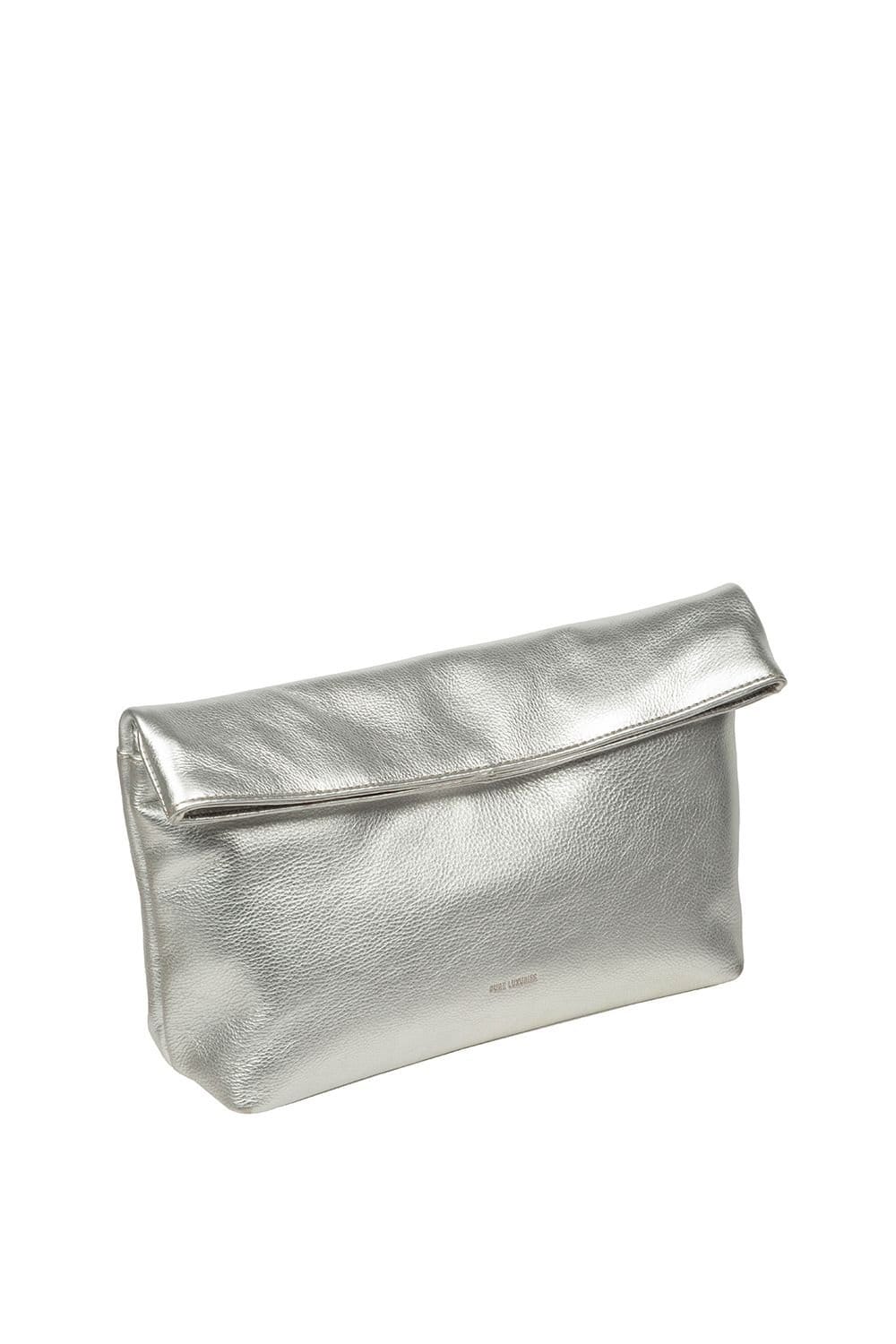 Pure Luxuries London Pure Luxuries London Women's 'Sabella' Leather Clutch Bag in Silver - 4