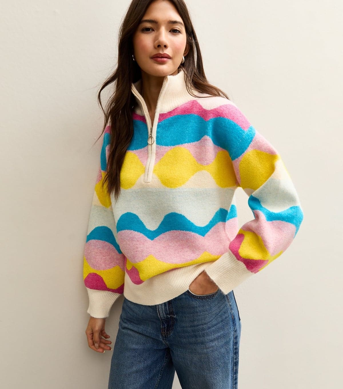 Sunshine Soul Women's Multicoloured Patterned Half Zip Jumper Sunshine Soul New Look