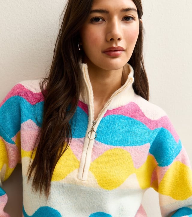 Sunshine Soul Women's Multicoloured Patterned Half Zip Jumper Sunshine Soul New Look - 2