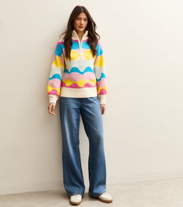 Sunshine Soul Women's Multicoloured Patterned Half Zip Jumper Sunshine Soul New Look - 3