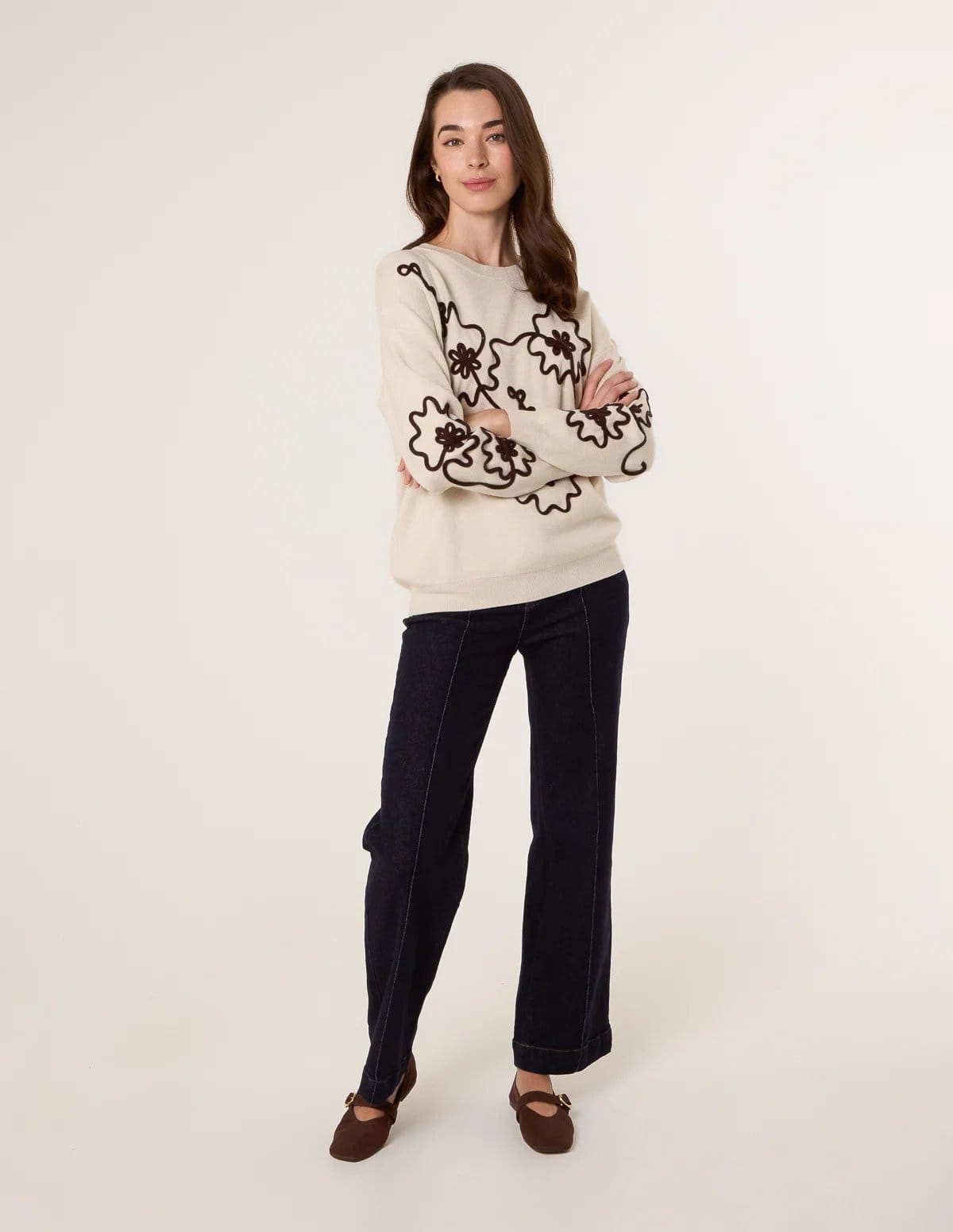 Blue Vanilla Floral Embroidery Detailed Jumper - 4