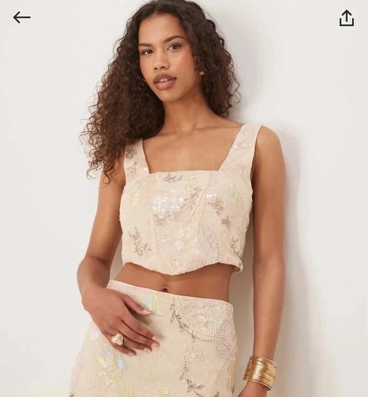 ASOS Sequin embroidered crop top