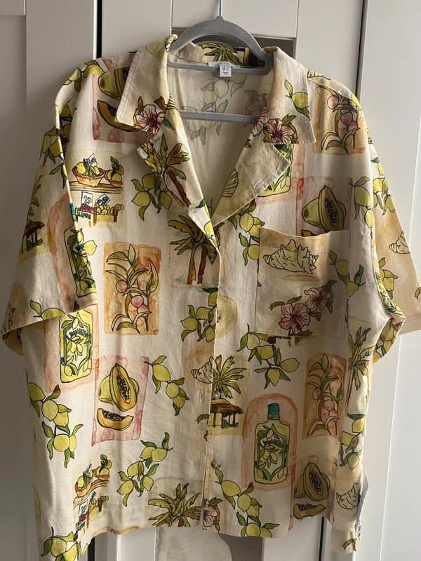 Topshop Topshop co ord resort shirt in lemon print brand new size 16 holidays summer beachwear