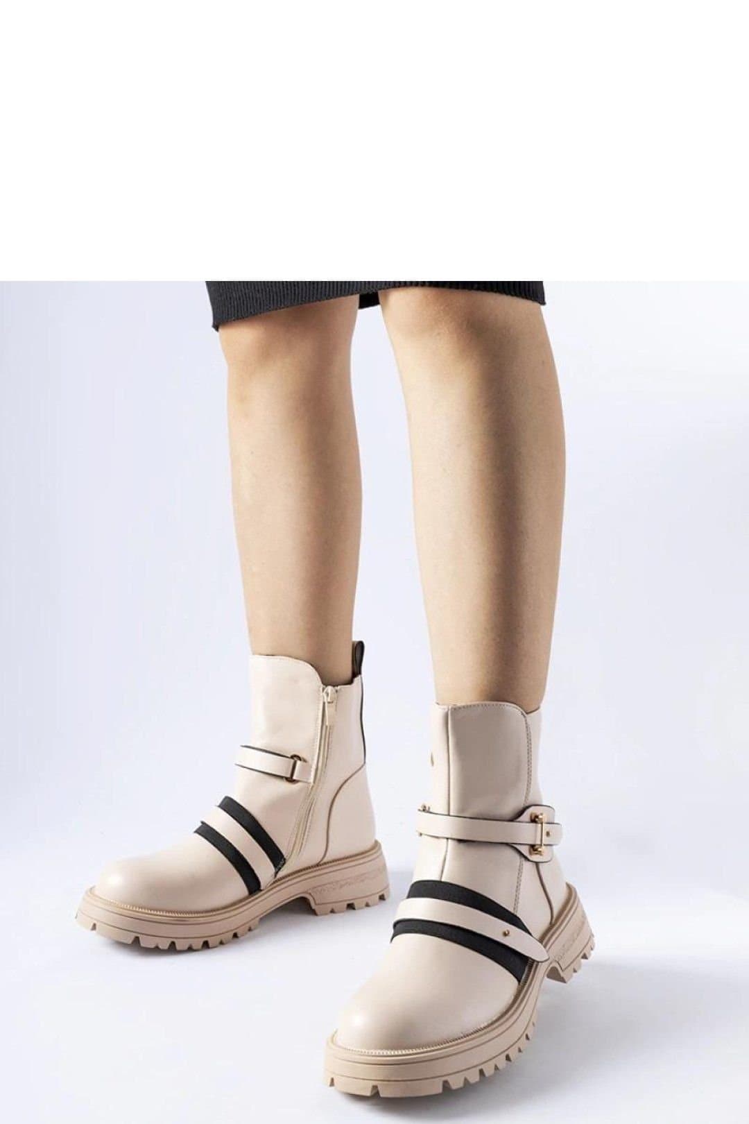 Love Lace Love Lace Women's Insulated Synthetic Ankle Boots with Zipper Flat Sole in Beige