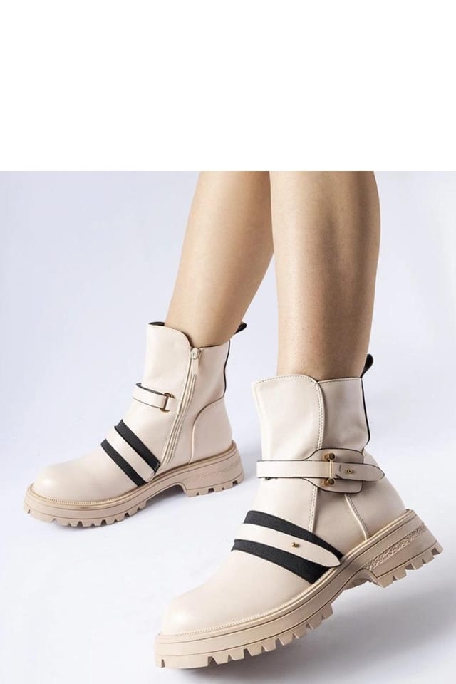 Love Lace Love Lace Women's Insulated Synthetic Ankle Boots with Zipper Flat Sole in Beige - 2