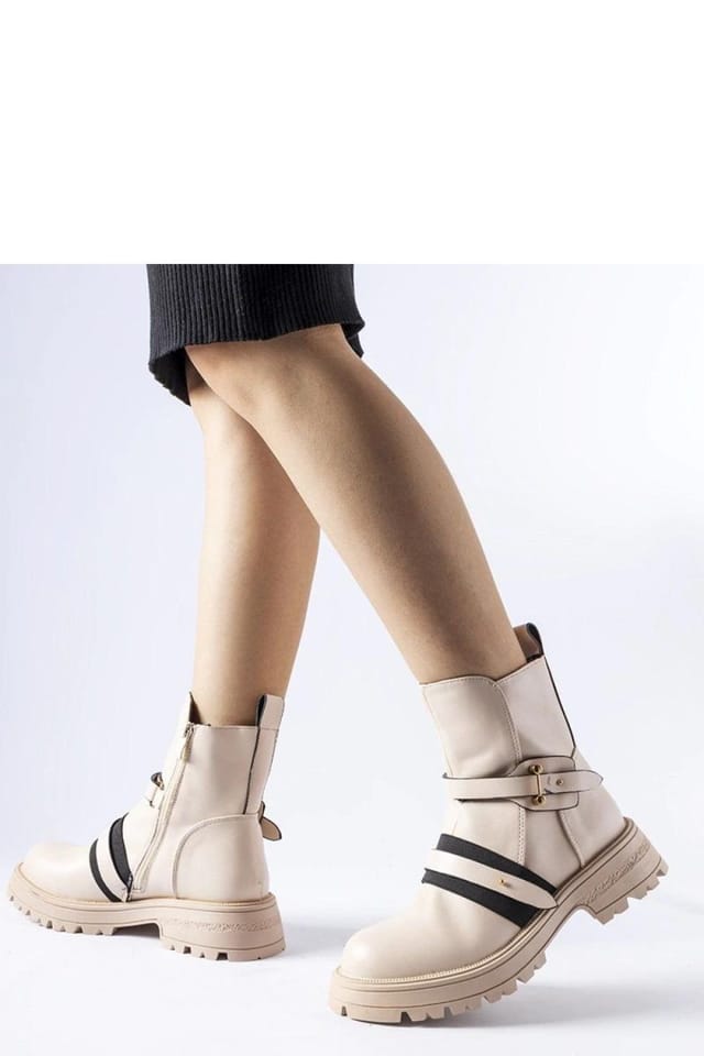 Love Lace Love Lace Women's Insulated Synthetic Ankle Boots with Zipper Flat Sole in Beige - 3