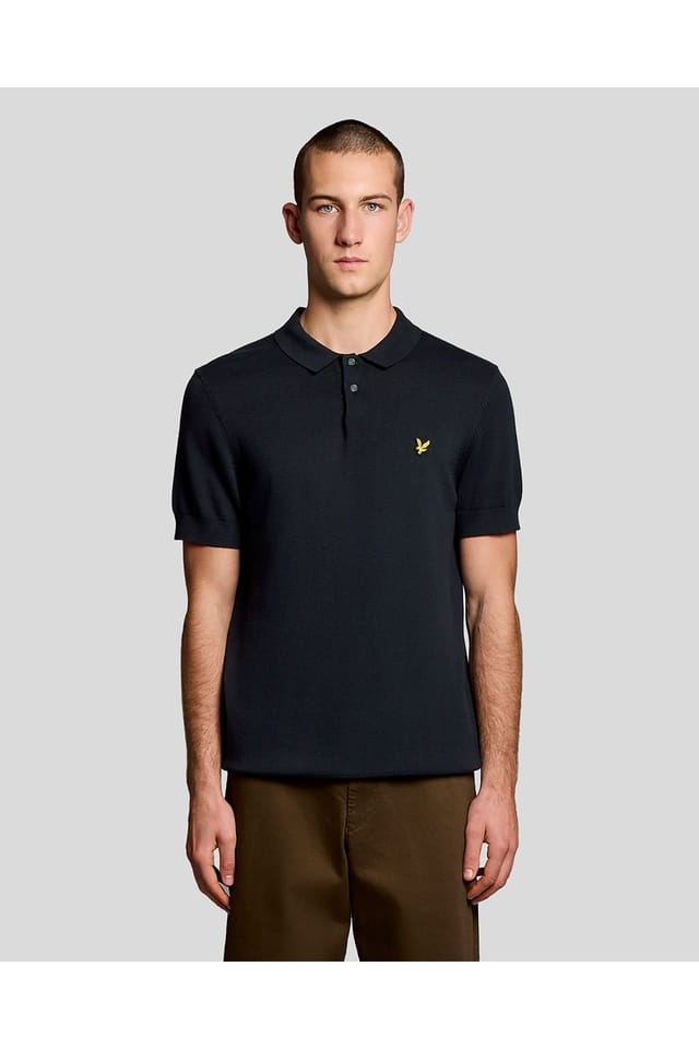 Lyle & Scott Lyle & Scott Men's Cotton Short Sleeve Knitted Polo Dark Navy - 2