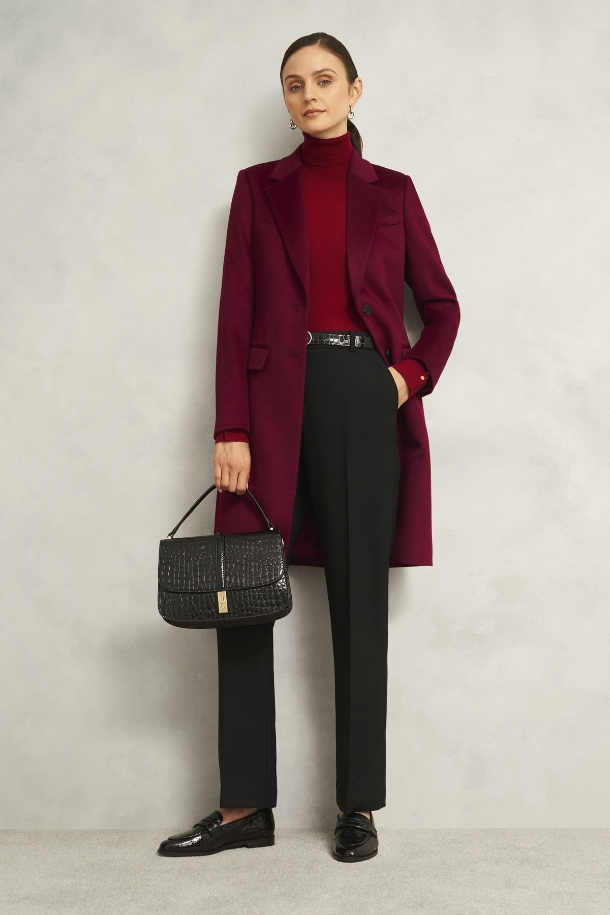 Hobbs London Hobbs London Women's Cavendish Wool Coat in Wine - 3