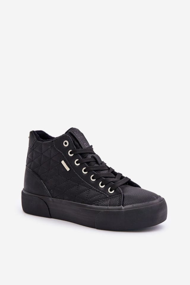 Love Lace Love Lace Women's Big Star Insulated Lace Up Sneakers with Stitching in Black - 2