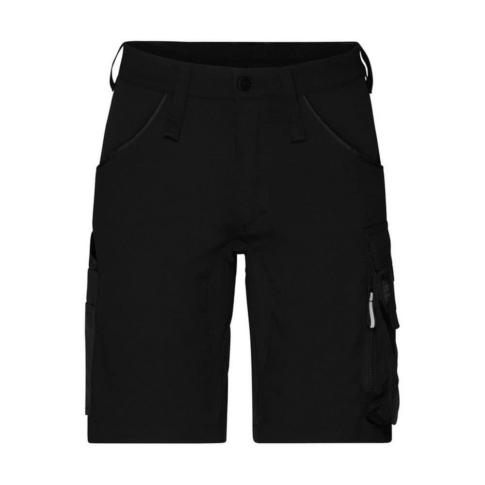 James and Nicholson James and Nicholson Men's Workwear Stretch Slim Cargo Shorts in Black