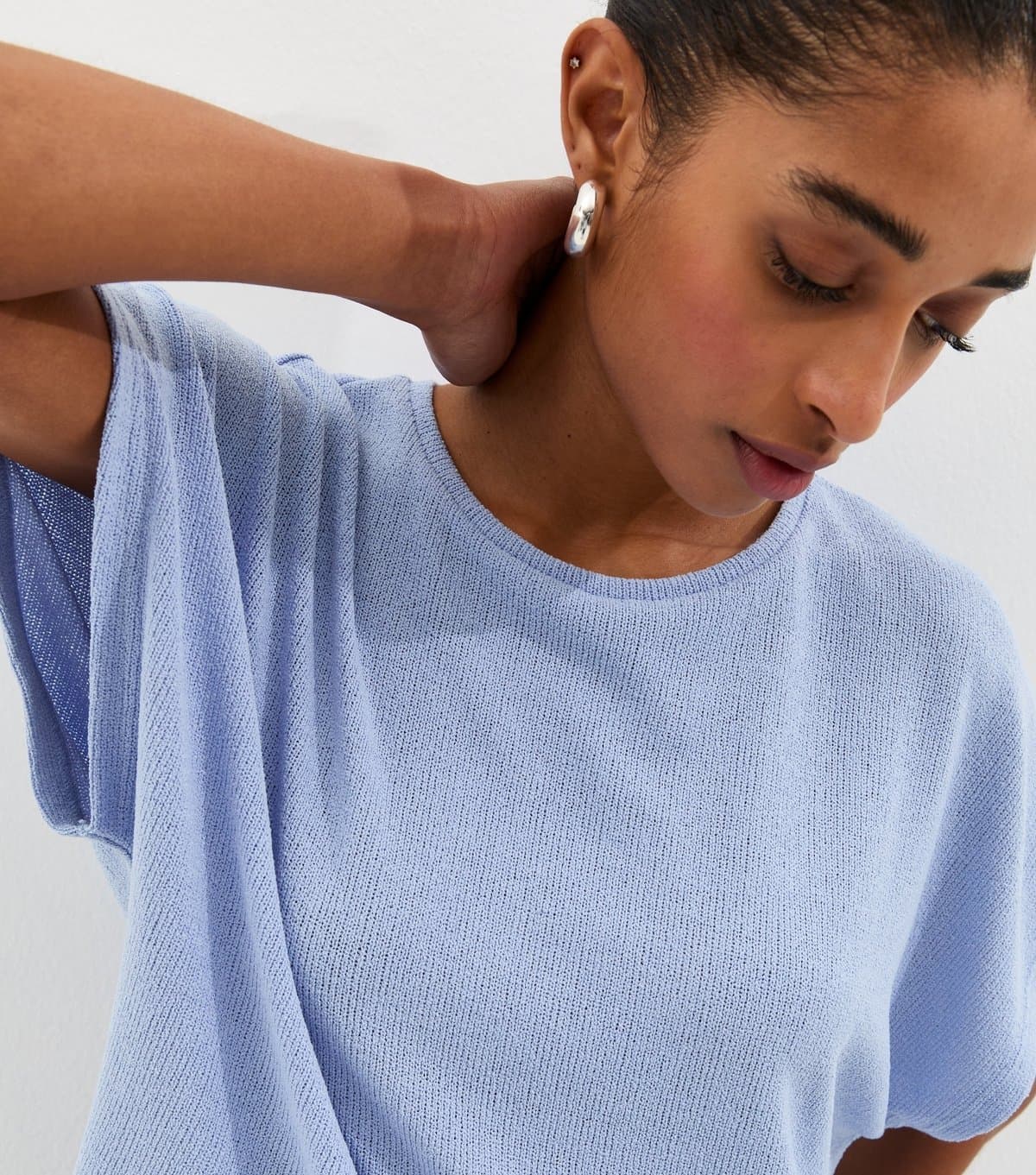 New Look Women's Light Blue Textured Relaxed Top New Look