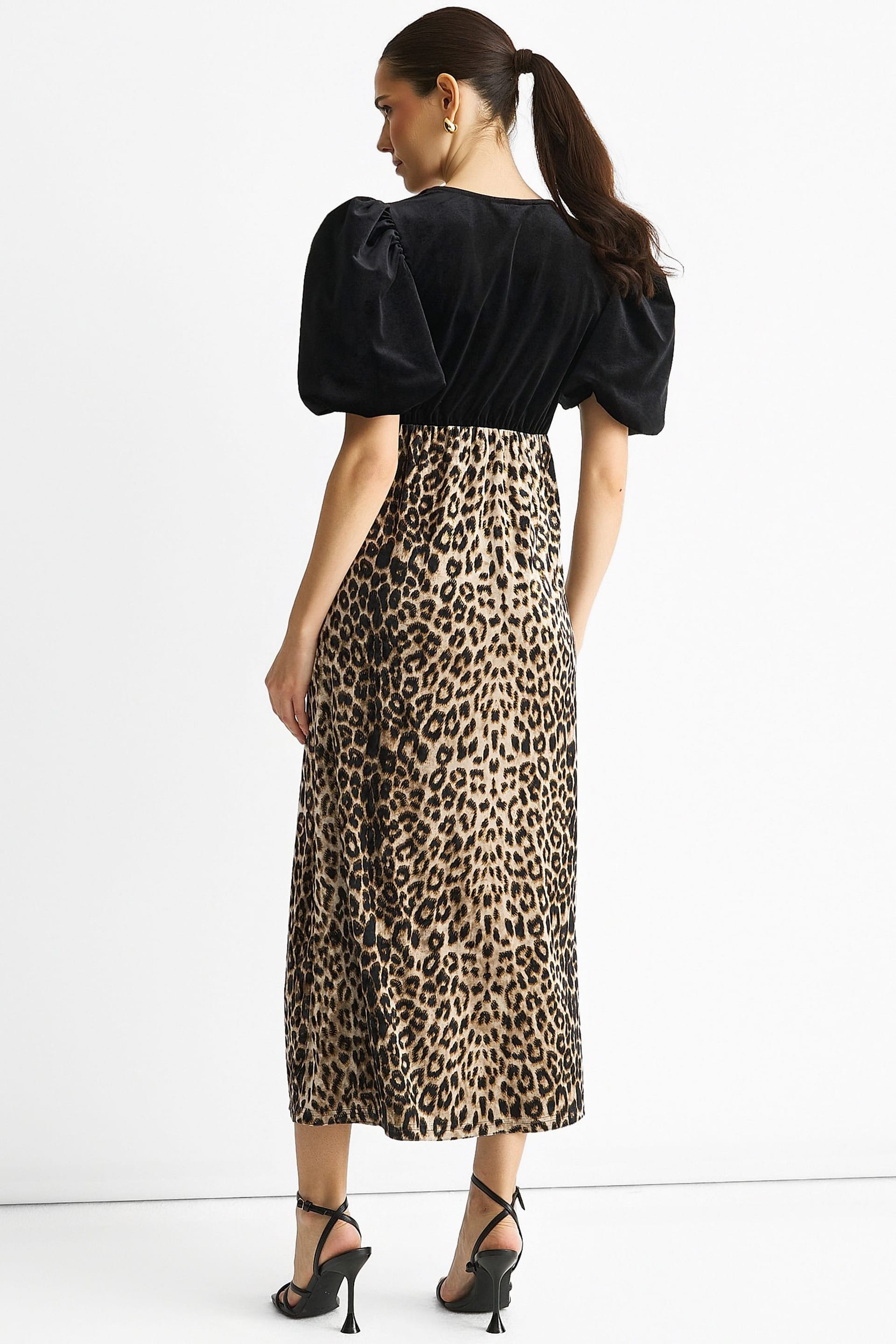 Gini London Gini London Women's Black Velvet Contrast Top Ocassion Midi Dress - 4